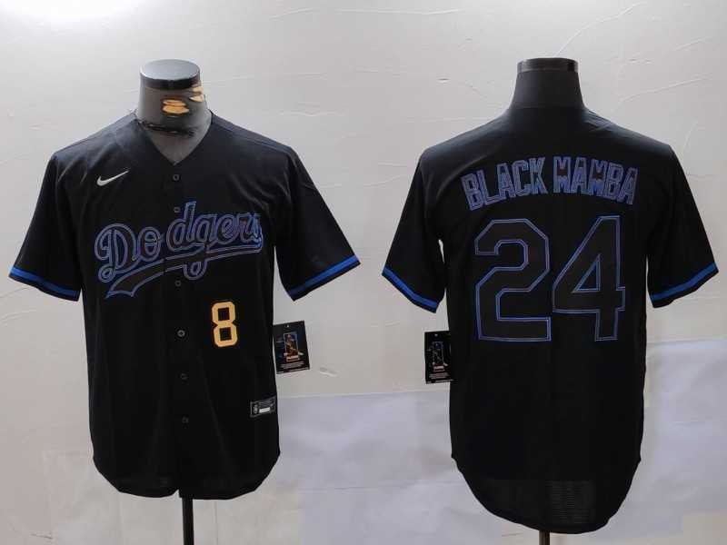 Men%27s Los Angeles Dodgers #8 24 Kobe Bryant Black Mamba Lights Out Black Fashion Stitched Cool Base Jersey->los angeles dodgers->MLB Jersey